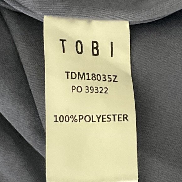 Tobi Dress Women Sz M Blue Slate V-Neck Ruffle Trim Wrap Spaghetti Straps‎ Maxi - Picture 10 of 16